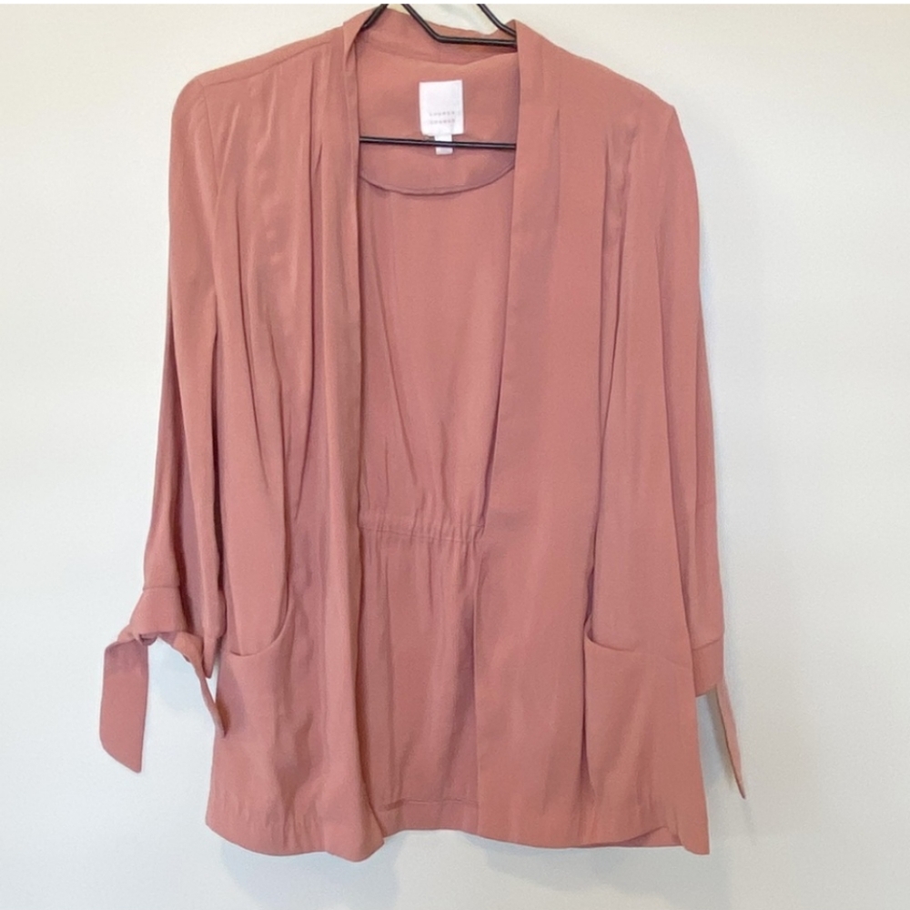 LC Lauren Conrad Ash Rose open Front Jacket w/ Bow Tie Sleeves Size Medium